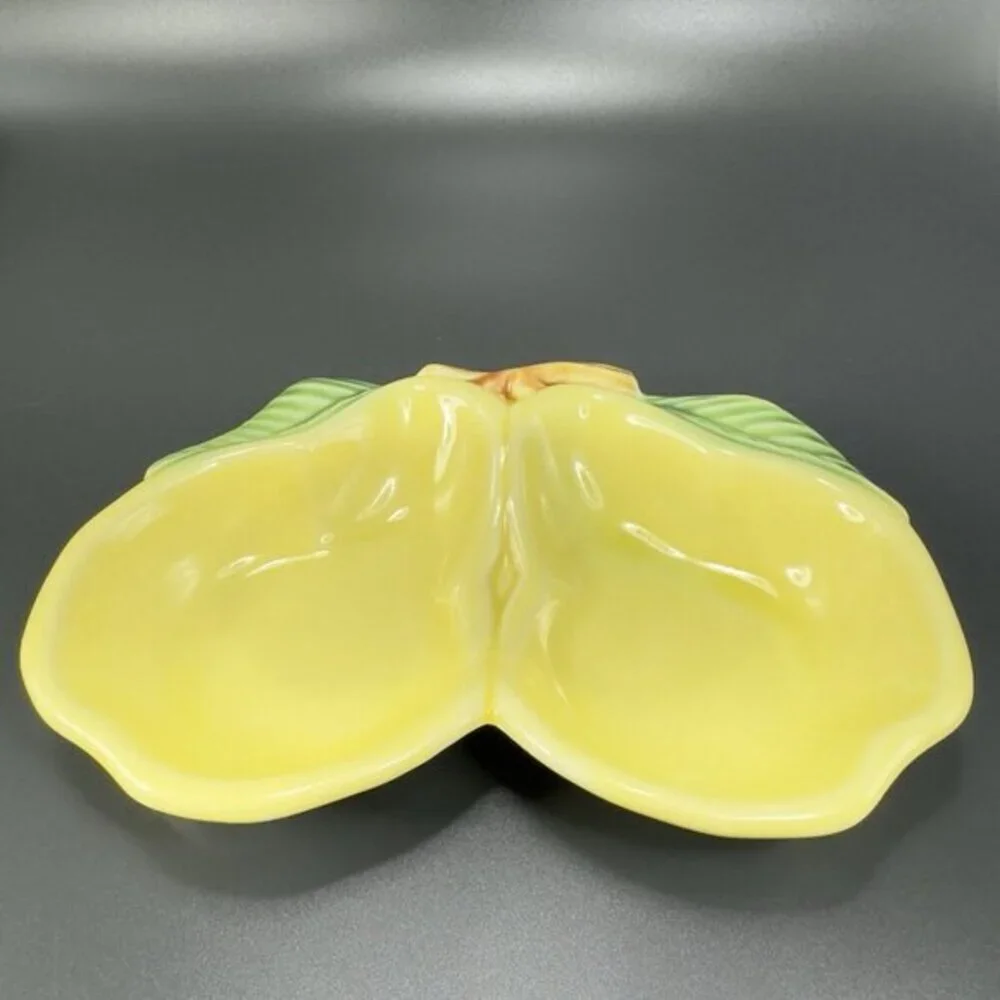California USA Pottery Pearl Fruit Divided Dish Tray Sauce Bowl Set 2 Vintage‎